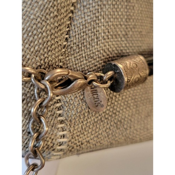 CHICO'S Three Strand Leather Corded Necklace W/ Beaded Silvertone Pendant - Picture 7 of 7